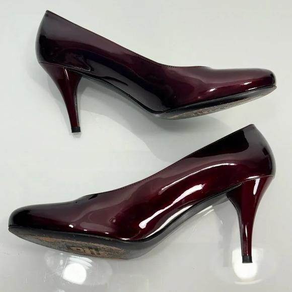 Stuart Weitzman Ruby Burgundy Dark Red Patent Leather Heels Size 7.5 - Picture 6 of 11